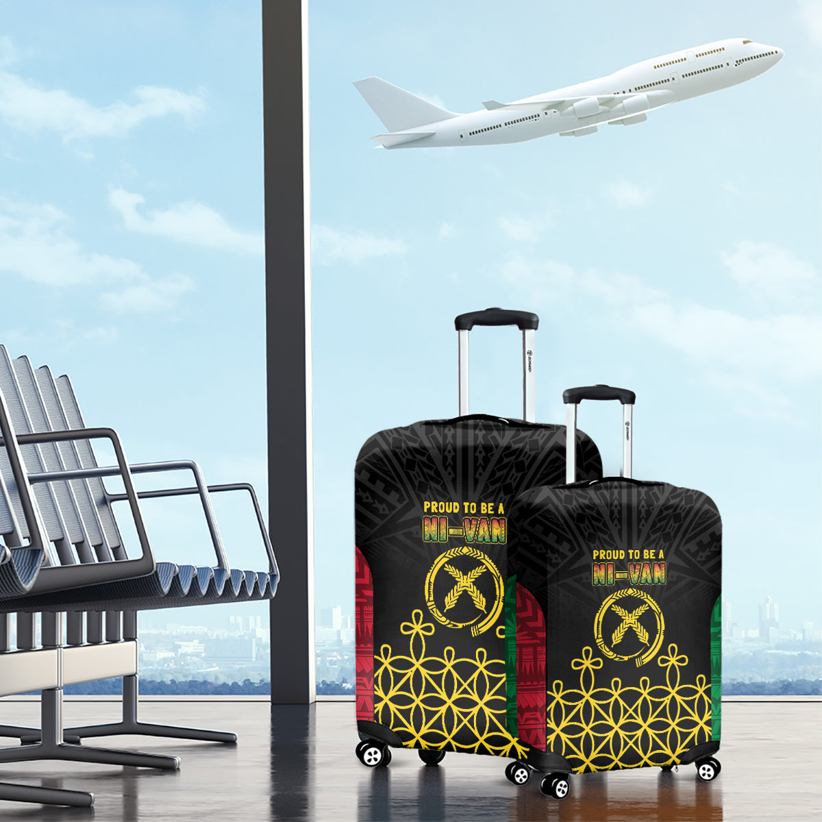 Vanuatu Indipendens Dei Luggage Cover Tribal Sand Drawing