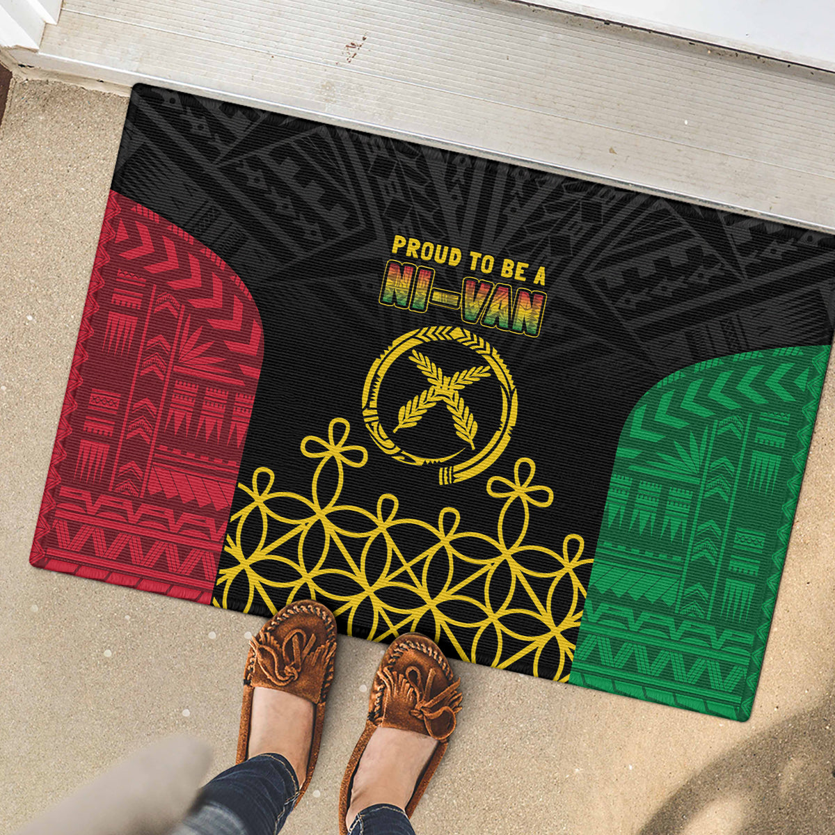 Vanuatu Indipendens Dei Rubber Doormat Tribal Sand Drawing