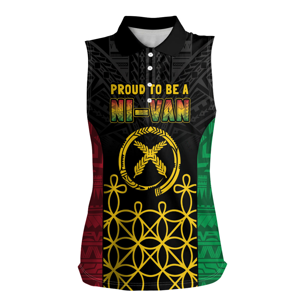 Vanuatu Indipendens Dei Women Sleeveless Polo Shirt Tribal Sand Drawing LT7 Female Colorful - Polynesian Pride