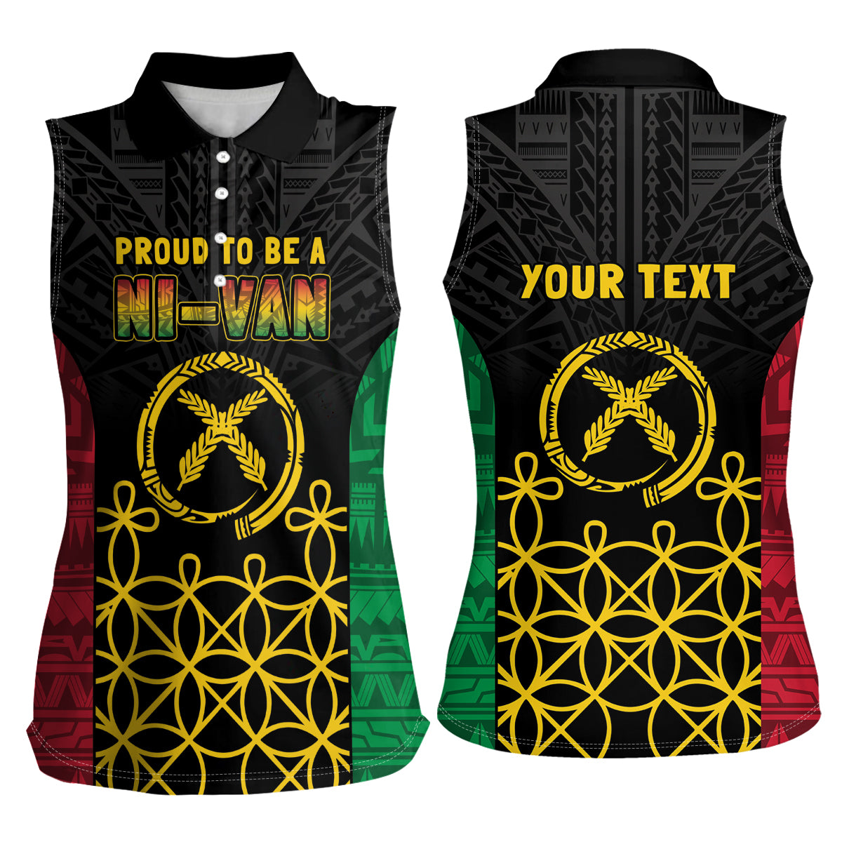 Vanuatu Indipendens Dei Women Sleeveless Polo Shirt Tribal Sand Drawing