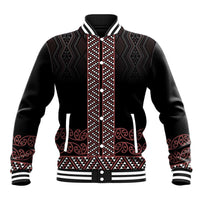 Maori Taniko Patterns Baseball Jacket Brown Niho Taniwha Mix Paatiki Motifs