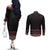 Maori Taniko Patterns Couples Matching Off The Shoulder Long Sleeve Dress and Long Sleeve Button Shirt Brown Niho Taniwha Mix Paatiki Motifs