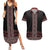 Maori Taniko Patterns Couples Matching Summer Maxi Dress and Hawaiian Shirt Brown Niho Taniwha Mix Paatiki Motifs