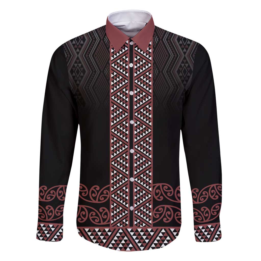Maori Taniko Patterns Family Matching Long Sleeve Bodycon Dress and Hawaiian Shirt Brown Niho Taniwha Mix Paatiki Motifs