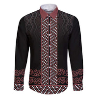 Maori Taniko Patterns Family Matching Long Sleeve Bodycon Dress and Hawaiian Shirt Brown Niho Taniwha Mix Paatiki Motifs