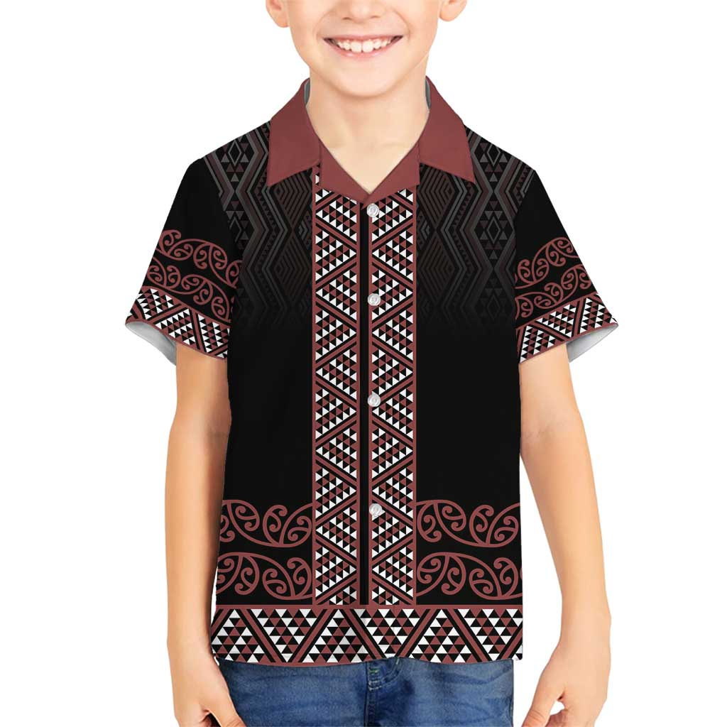 Maori Taniko Patterns Family Matching Long Sleeve Bodycon Dress and Hawaiian Shirt Brown Niho Taniwha Mix Paatiki Motifs