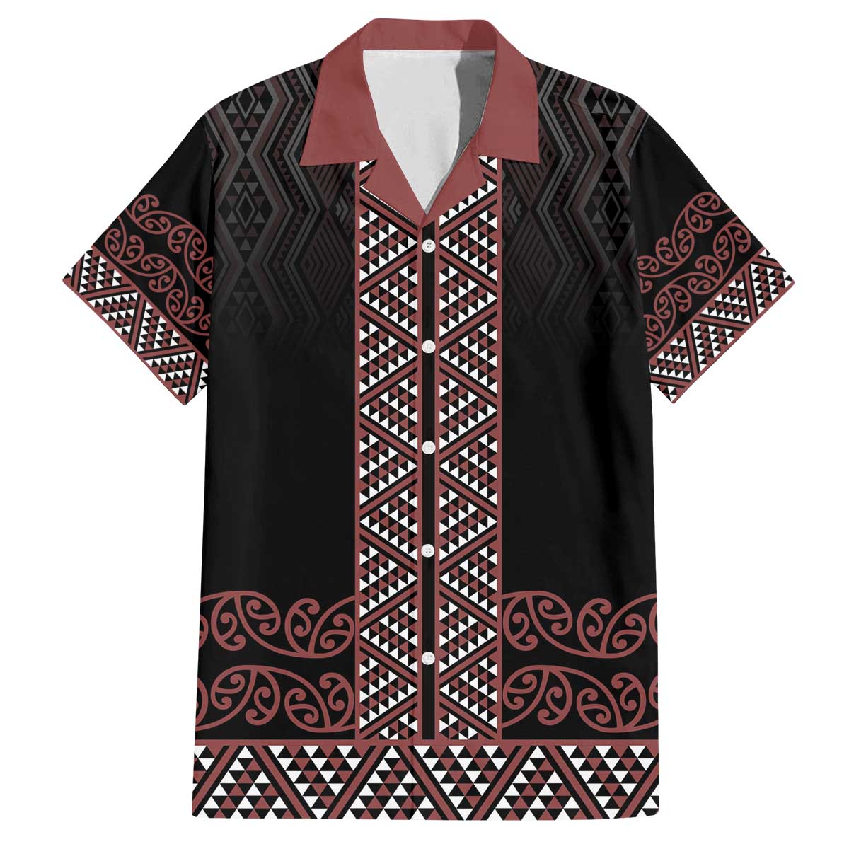 Maori Taniko Patterns Family Matching Off The Shoulder Long Sleeve Dress and Hawaiian Shirt Brown Niho Taniwha Mix Paatiki Motifs
