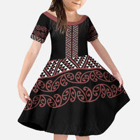 Maori Taniko Patterns Family Matching Short Sleeve Bodycon Dress and Hawaiian Shirt Brown Niho Taniwha Mix Paatiki Motifs