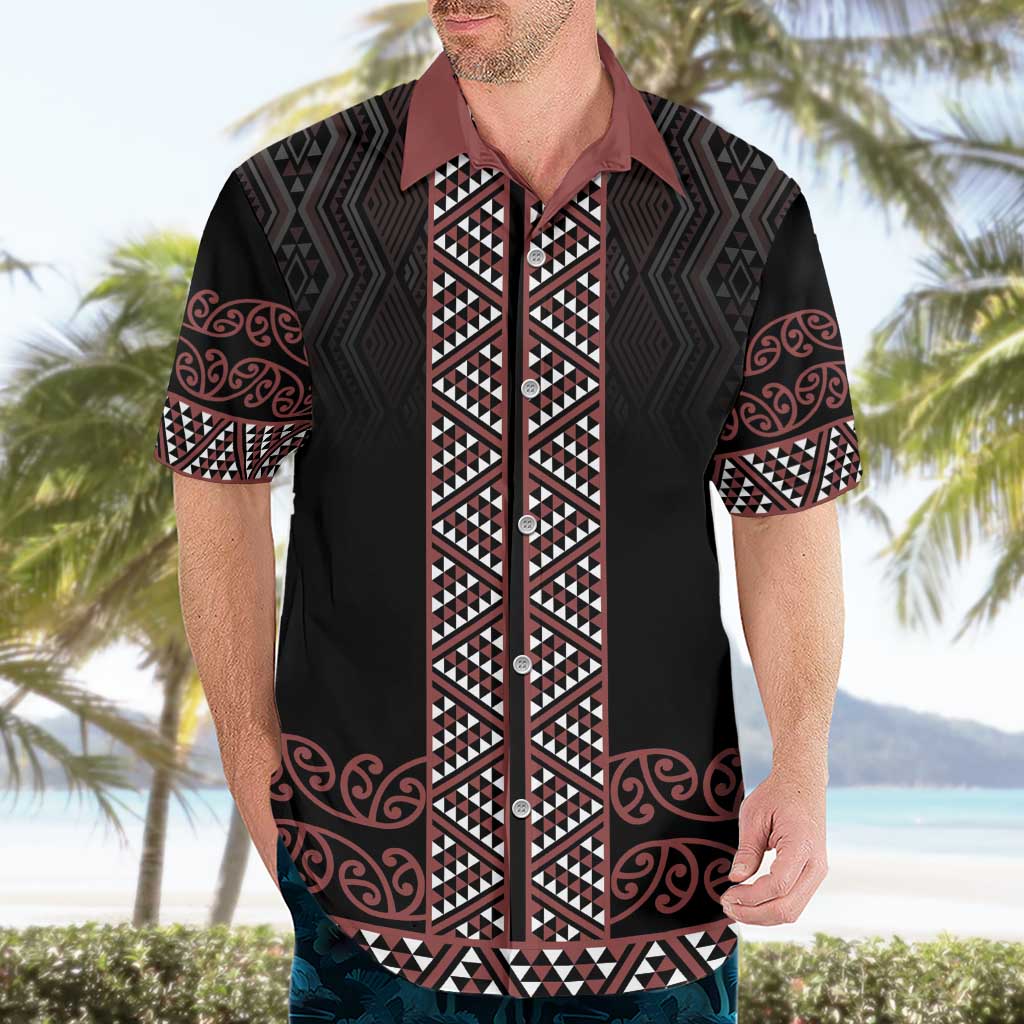 Maori Taniko Patterns Hawaiian Shirt Brown Niho Taniwha Mix Paatiki Motifs