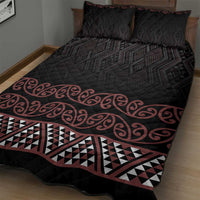 Maori Taniko Patterns Quilt Bed Set Brown Niho Taniwha Mix Paatiki Motifs