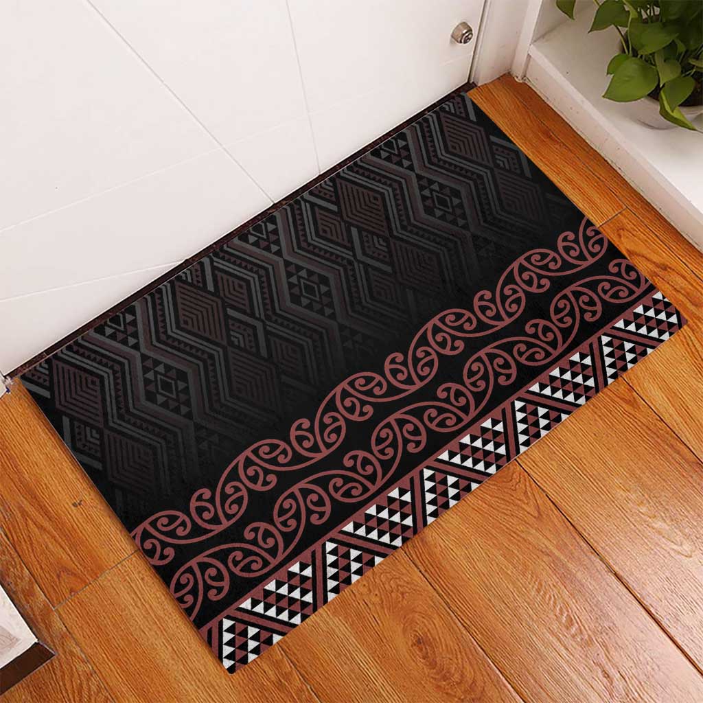 Maori Taniko Patterns Rubber Doormat Brown Niho Taniwha Mix Paatiki Motifs LT7 - Polynesian Pride