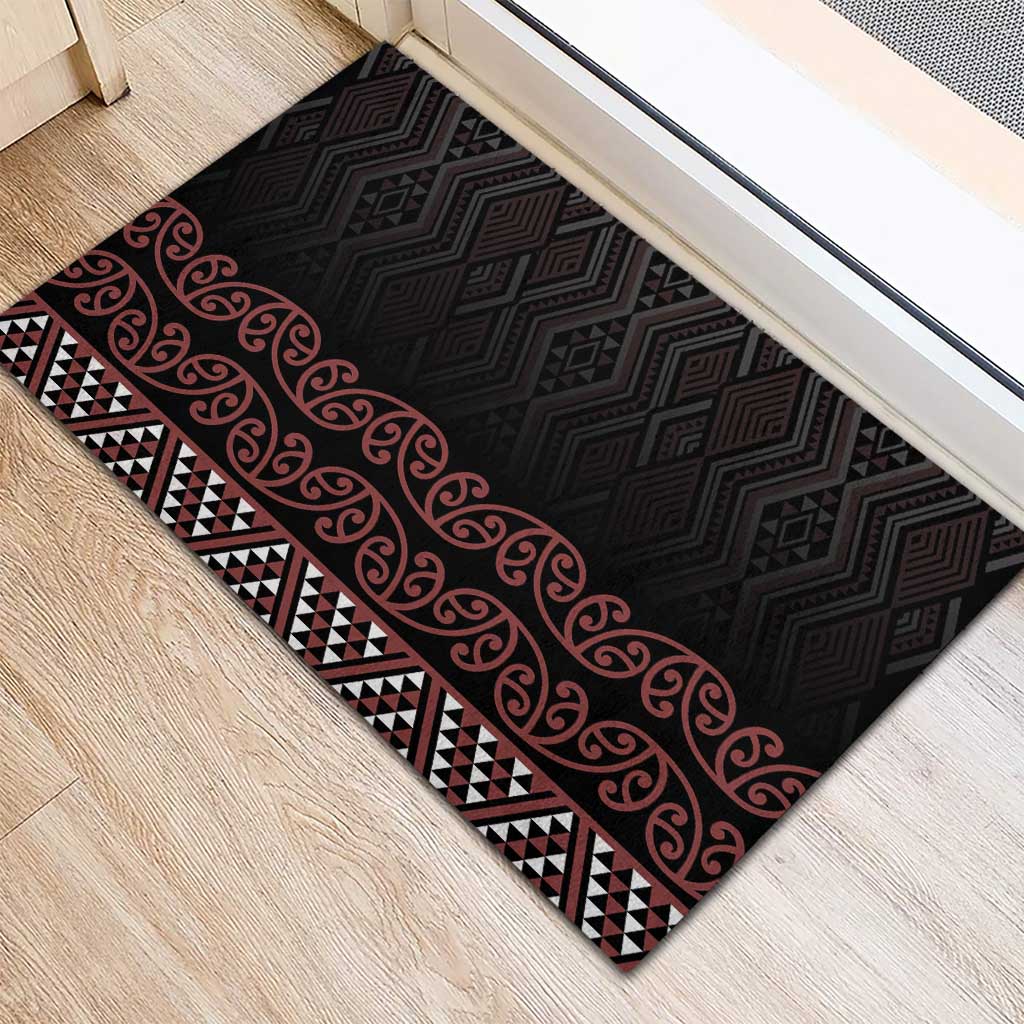 Maori Taniko Patterns Rubber Doormat Brown Niho Taniwha Mix Paatiki Motifs LT7 - Polynesian Pride
