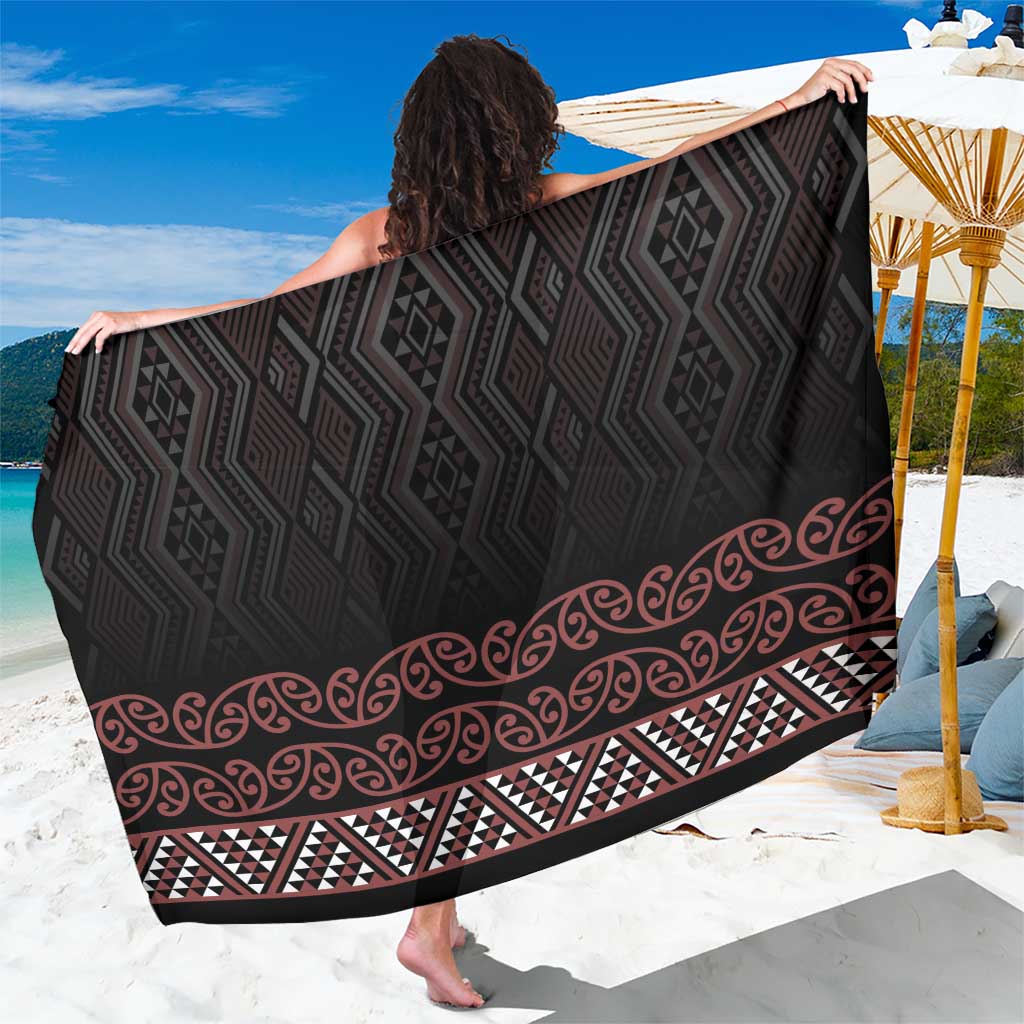 Maori Taniko Patterns Sarong Brown Niho Taniwha Mix Paatiki Motifs LT7 One Size 44 x 66 inches Brown - Polynesian Pride