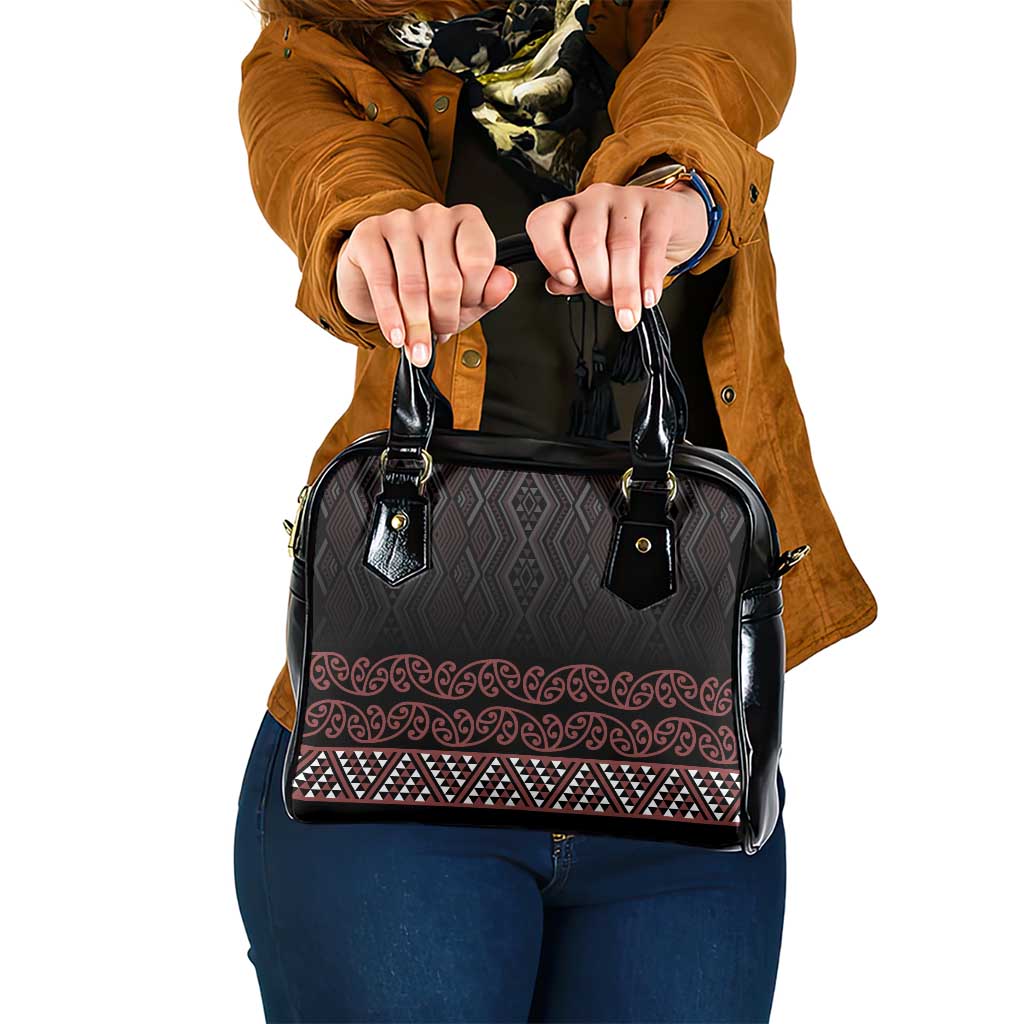 Maori Taniko Patterns Shoulder Handbag Brown Niho Taniwha Mix Paatiki Motifs LT7 One Size Brown - Polynesian Pride