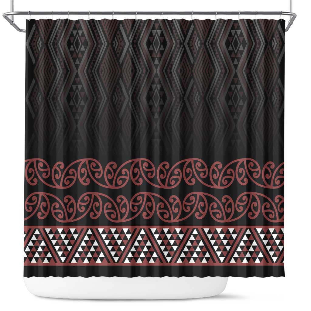 Maori Taniko Patterns Shower Curtain Brown Niho Taniwha Mix Paatiki Motifs LT7 Brown - Polynesian Pride