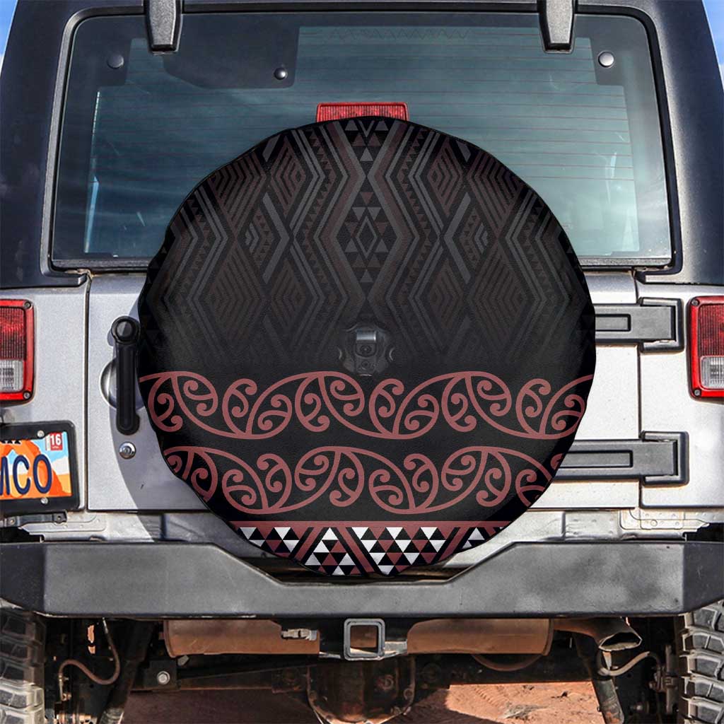 Maori Taniko Patterns Spare Tire Cover Brown Niho Taniwha Mix Paatiki Motifs