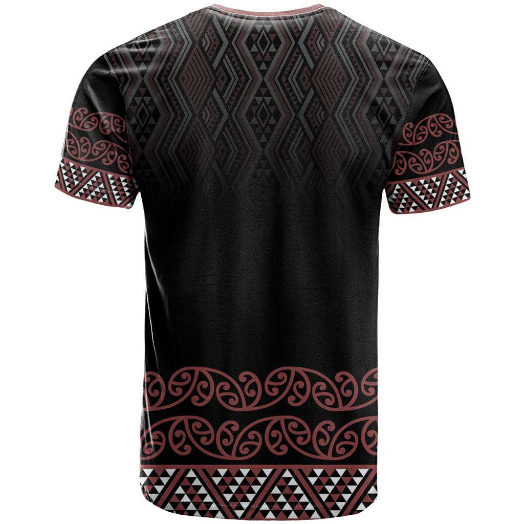 Maori Taniko Patterns T Shirt Brown Niho Taniwha Mix Paatiki Motifs
