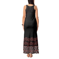 Maori Taniko Patterns Tank Maxi Dress Brown Niho Taniwha Mix Paatiki Motifs