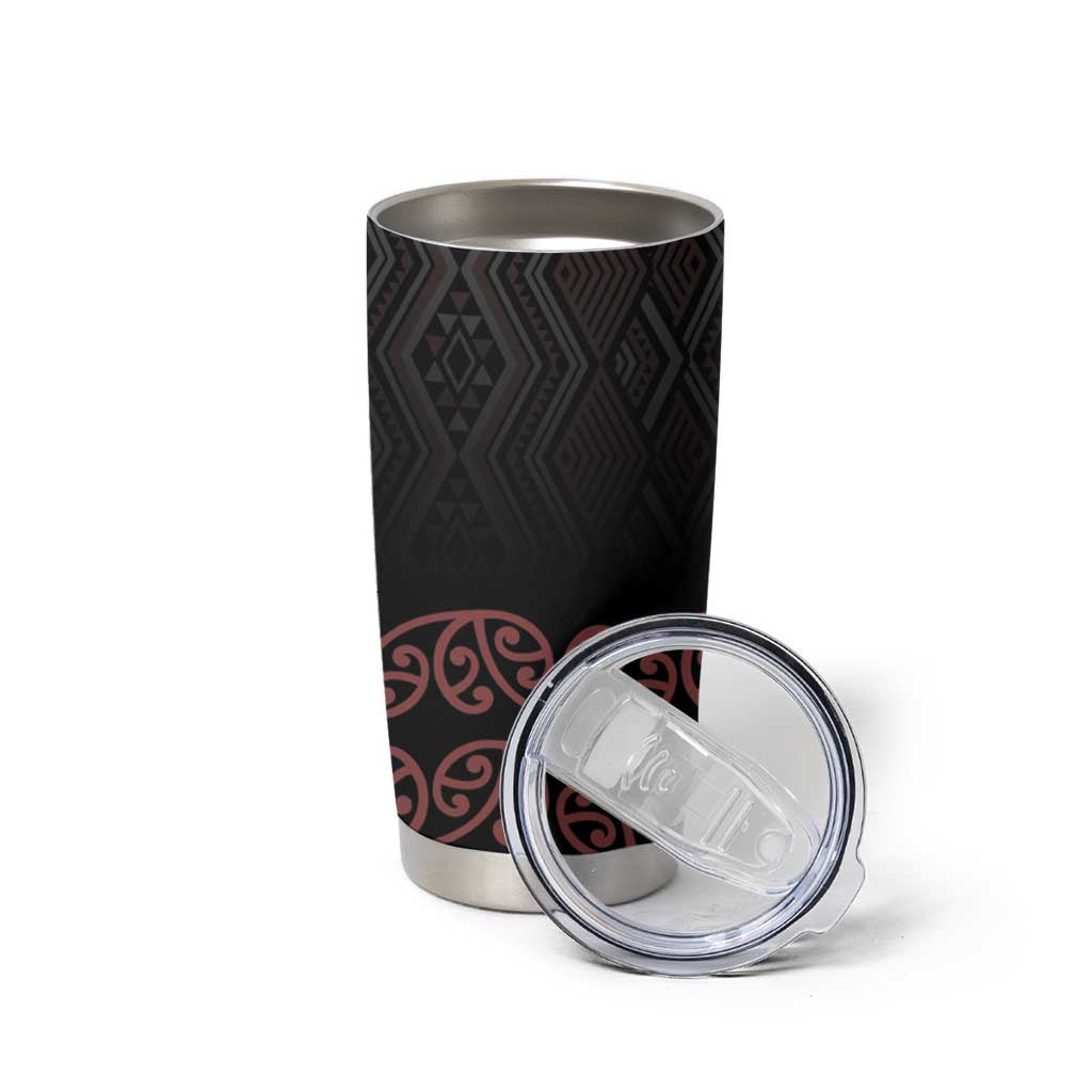 Maori Taniko Patterns Tumbler Cup Brown Niho Taniwha Mix Paatiki Motifs LT7 - Polynesian Pride