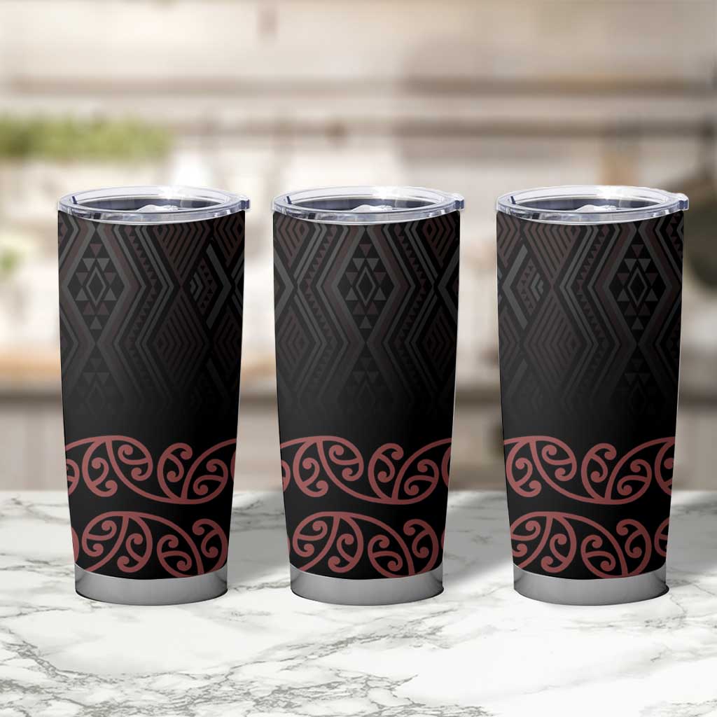 Maori Taniko Patterns Tumbler Cup Brown Niho Taniwha Mix Paatiki Motifs LT7 - Polynesian Pride