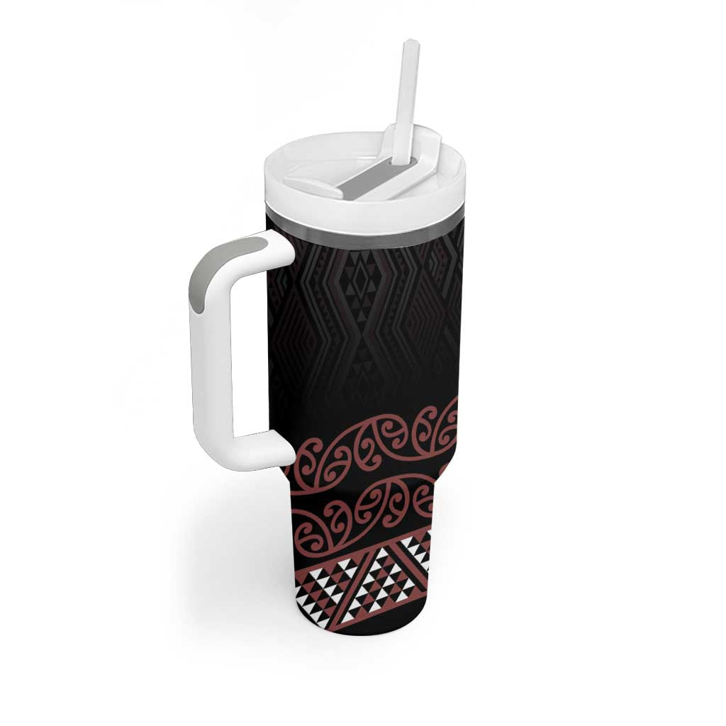 Maori Taniko Patterns Tumbler With Handle Brown Niho Taniwha Mix Paatiki Motifs
