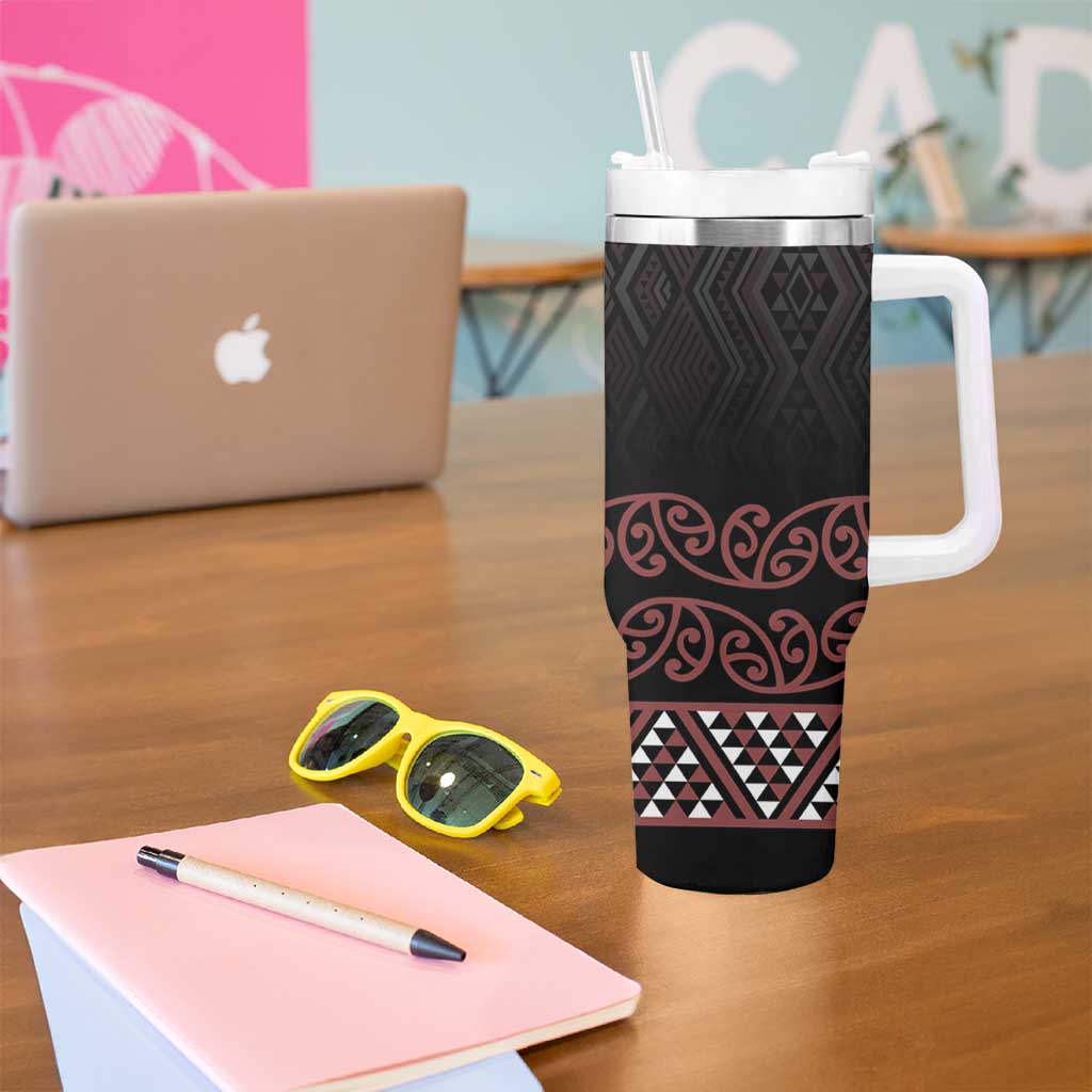 Maori Taniko Patterns Tumbler With Handle Brown Niho Taniwha Mix Paatiki Motifs