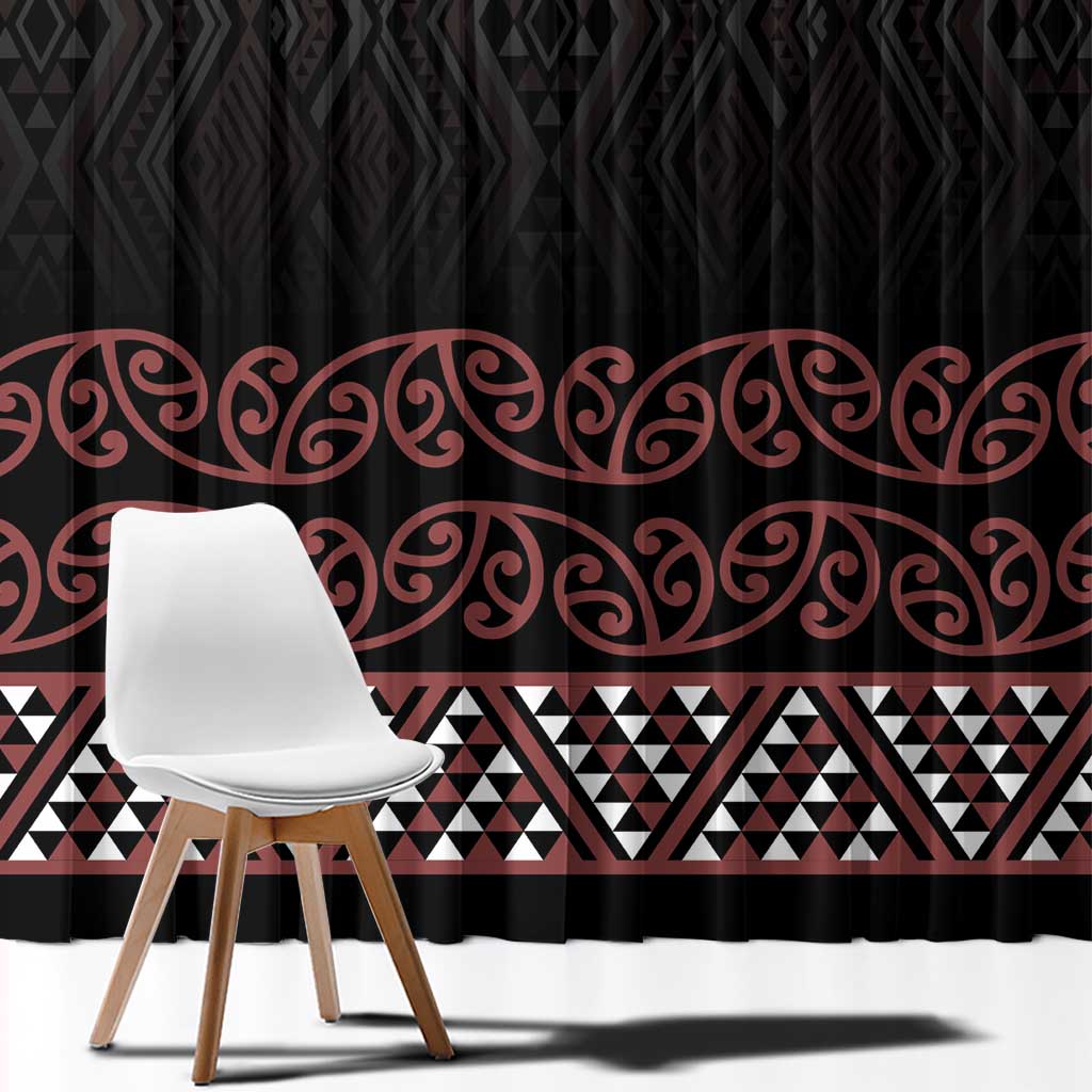 Maori Taniko Patterns Window Curtain Brown Niho Taniwha Mix Paatiki Motifs