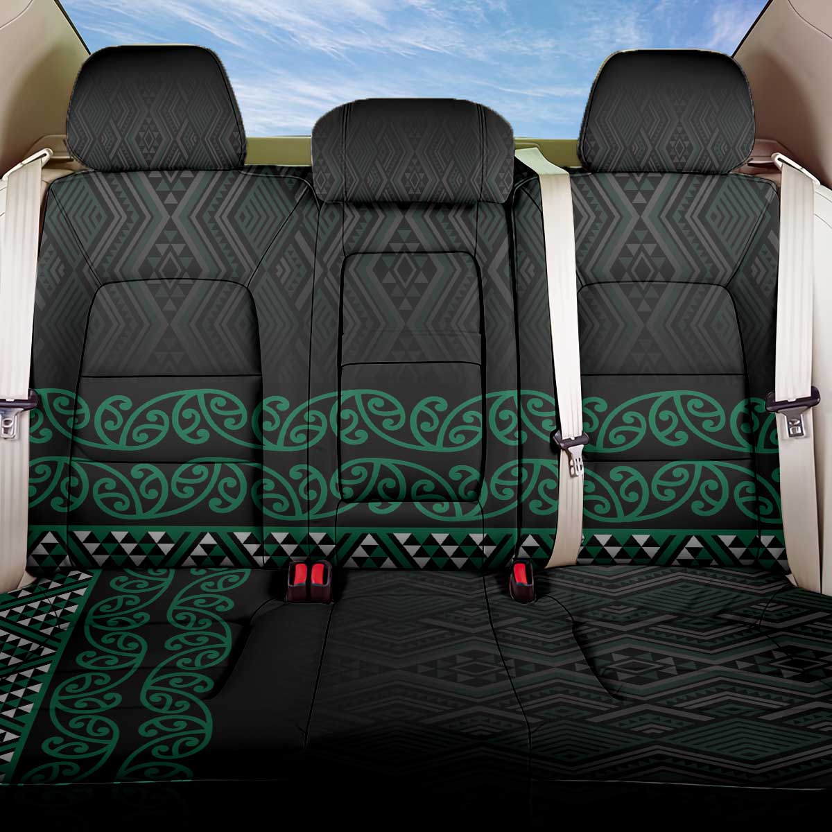 Maori Taniko Patterns Back Car Seat Cover Pounamu Niho Taniwha Mix Paatiki Motifs