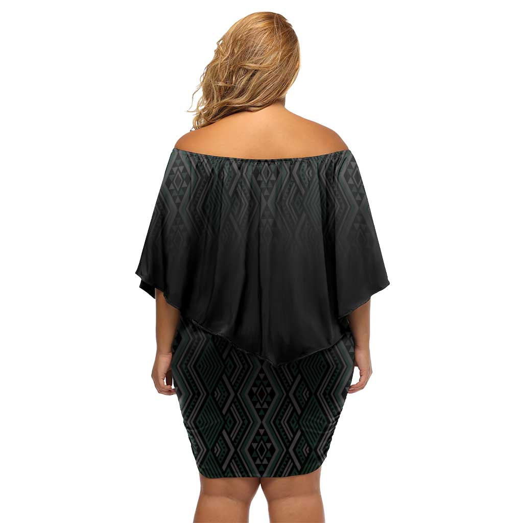 Maori Taniko Patterns Family Matching Off Shoulder Short Dress and Hawaiian Shirt Pounamu Niho Taniwha Mix Paatiki Motifs