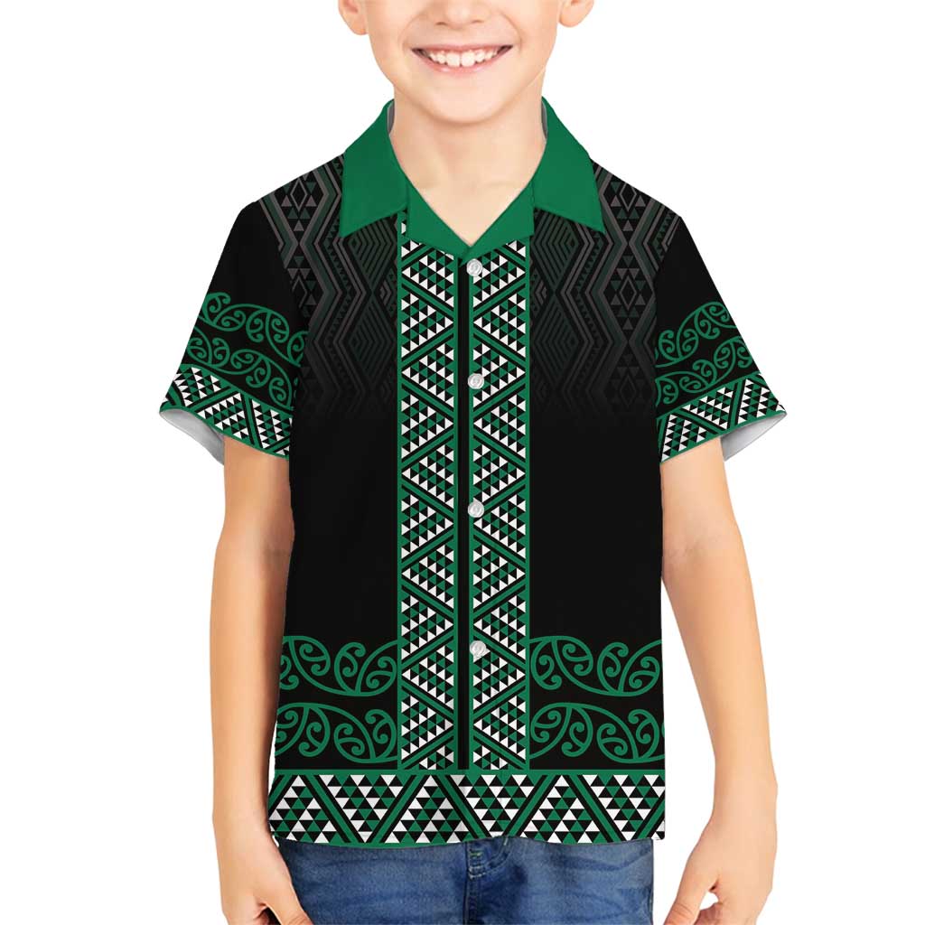 Maori Taniko Patterns Family Matching Off Shoulder Short Dress and Hawaiian Shirt Pounamu Niho Taniwha Mix Paatiki Motifs