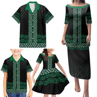 Maori Taniko Patterns Family Matching Puletasi and Hawaiian Shirt Pounamu Niho Taniwha Mix Paatiki Motifs