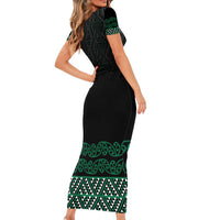 Maori Taniko Patterns Family Matching Short Sleeve Bodycon Dress and Hawaiian Shirt Pounamu Niho Taniwha Mix Paatiki Motifs