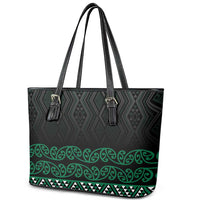 Maori Taniko Patterns Leather Tote Bag Pounamu Niho Taniwha Mix Paatiki Motifs