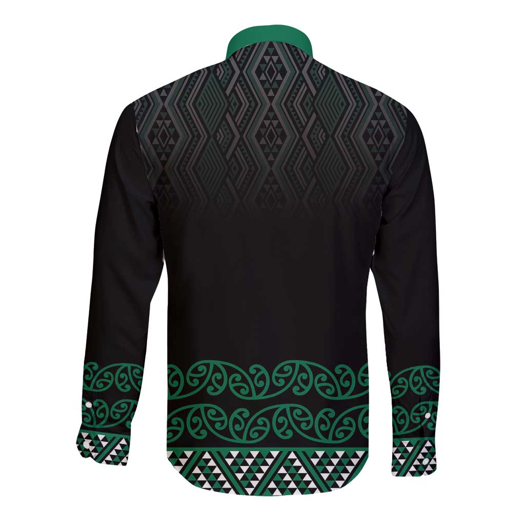 Maori Taniko Patterns Long Sleeve Button Shirt Pounamu Niho Taniwha Mix Paatiki Motifs