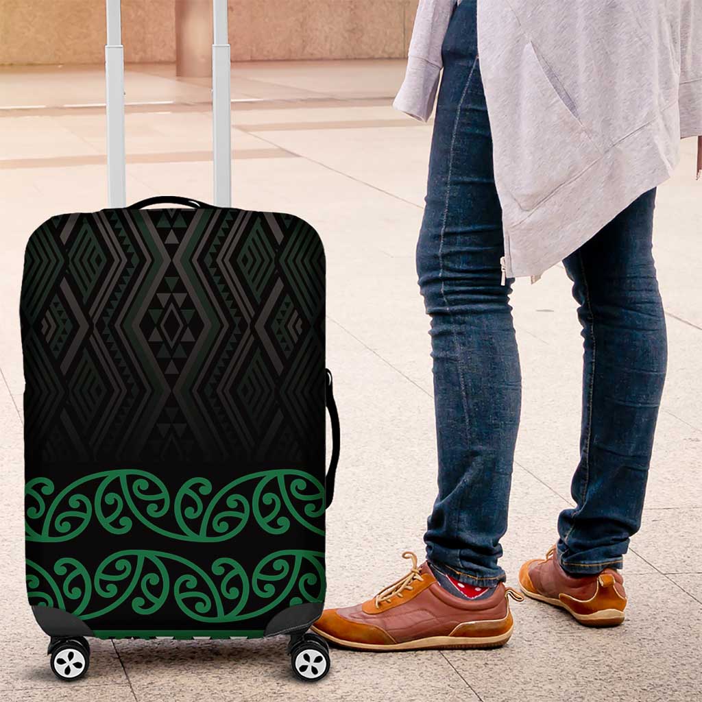 Maori Taniko Patterns Luggage Cover Pounamu Niho Taniwha Mix Paatiki Motifs LT7 Green - Polynesian Pride