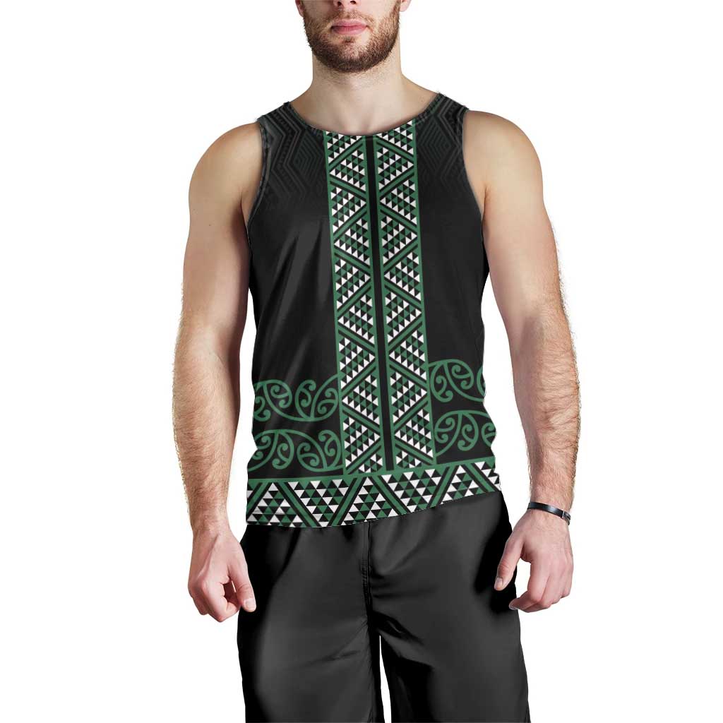 Maori Taniko Patterns Men Tank Top Pounamu Niho Taniwha Mix Paatiki Motifs