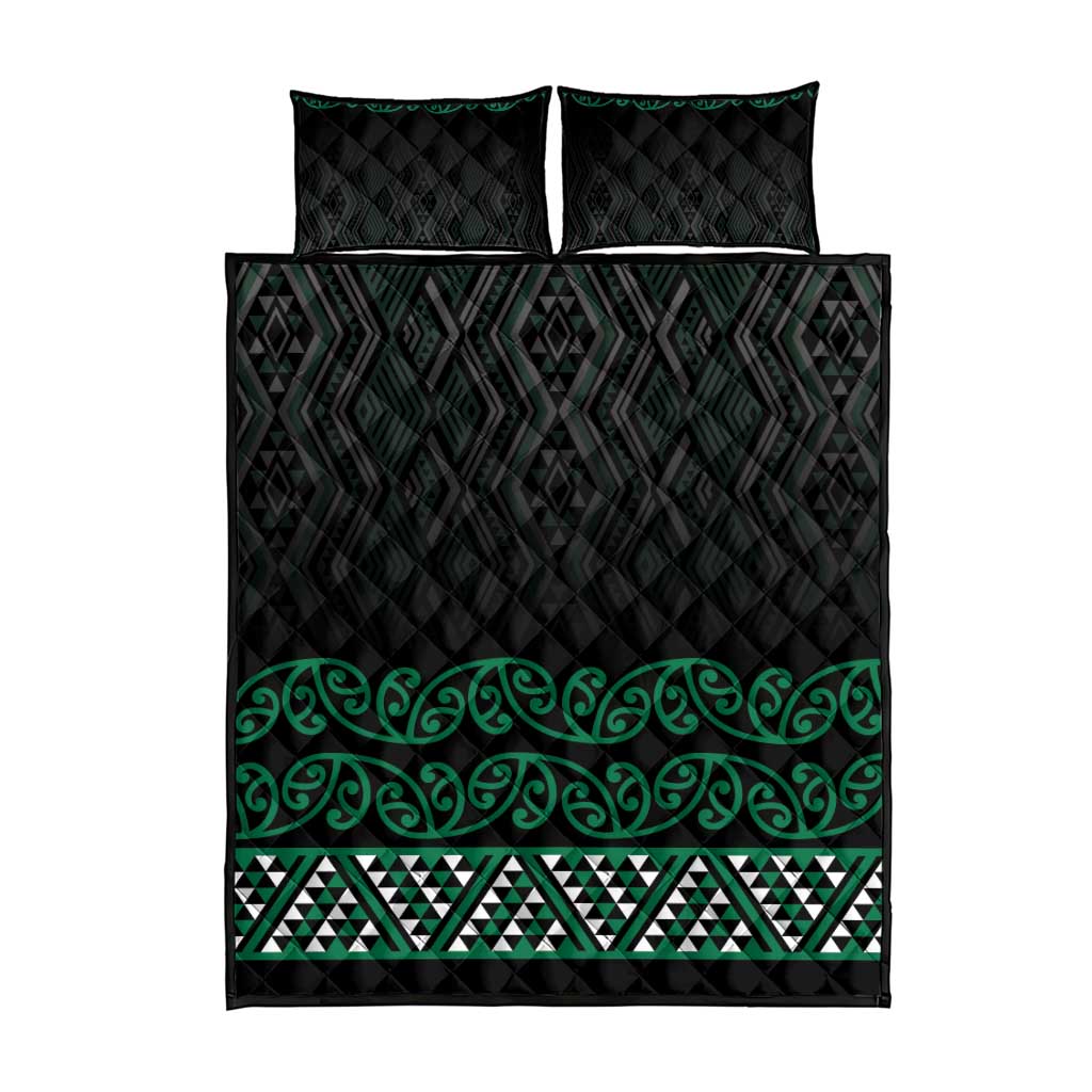 Maori Taniko Patterns Quilt Bed Set Pounamu Niho Taniwha Mix Paatiki Motifs