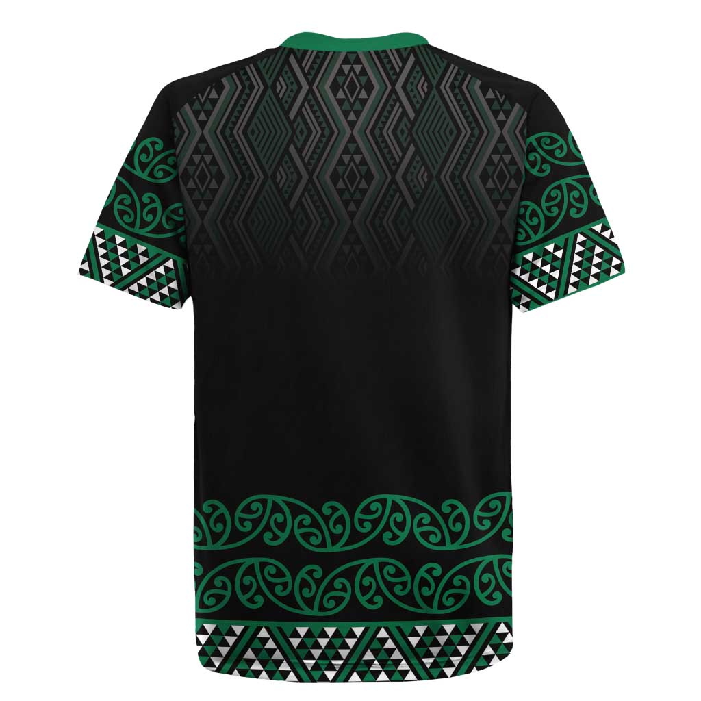 Maori Taniko Patterns Rugby Jersey Pounamu Niho Taniwha Mix Paatiki Motifs