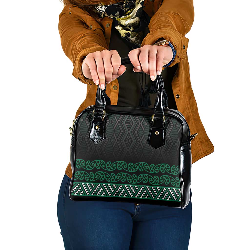 Maori Taniko Patterns Shoulder Handbag Pounamu Niho Taniwha Mix Paatiki Motifs LT7 One Size Green - Polynesian Pride