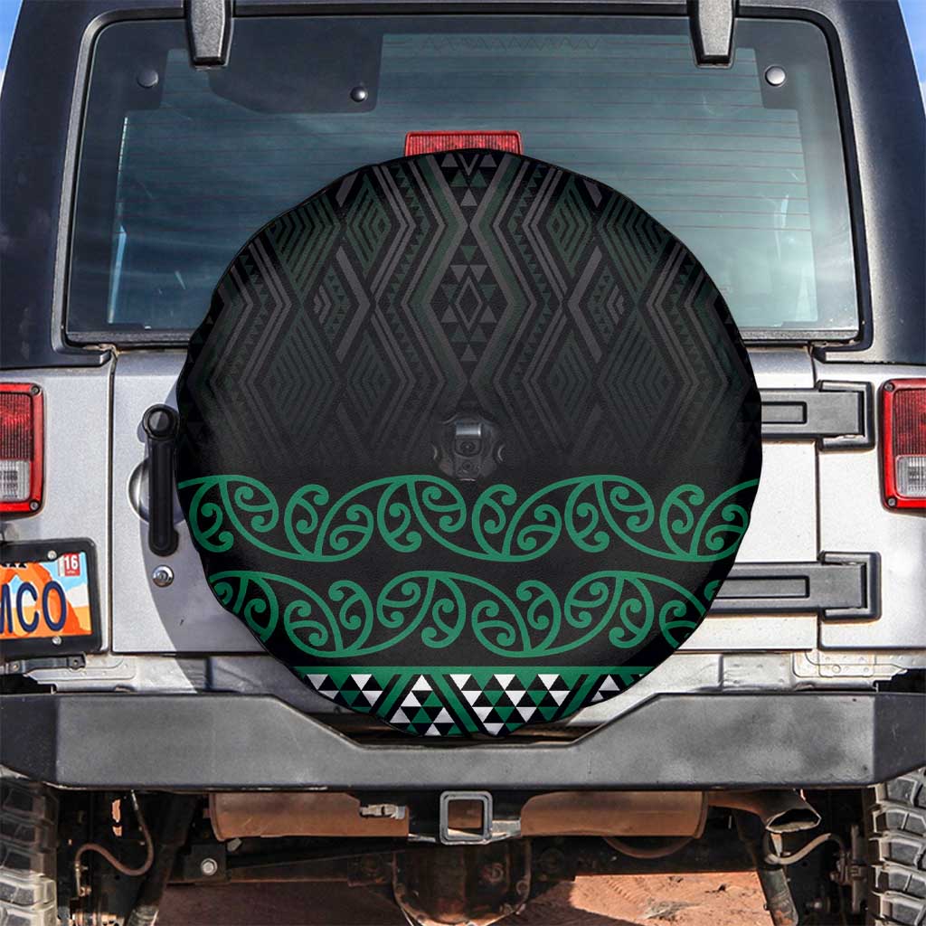 Maori Taniko Patterns Spare Tire Cover Pounamu Niho Taniwha Mix Paatiki Motifs LT7 Green - Polynesian Pride