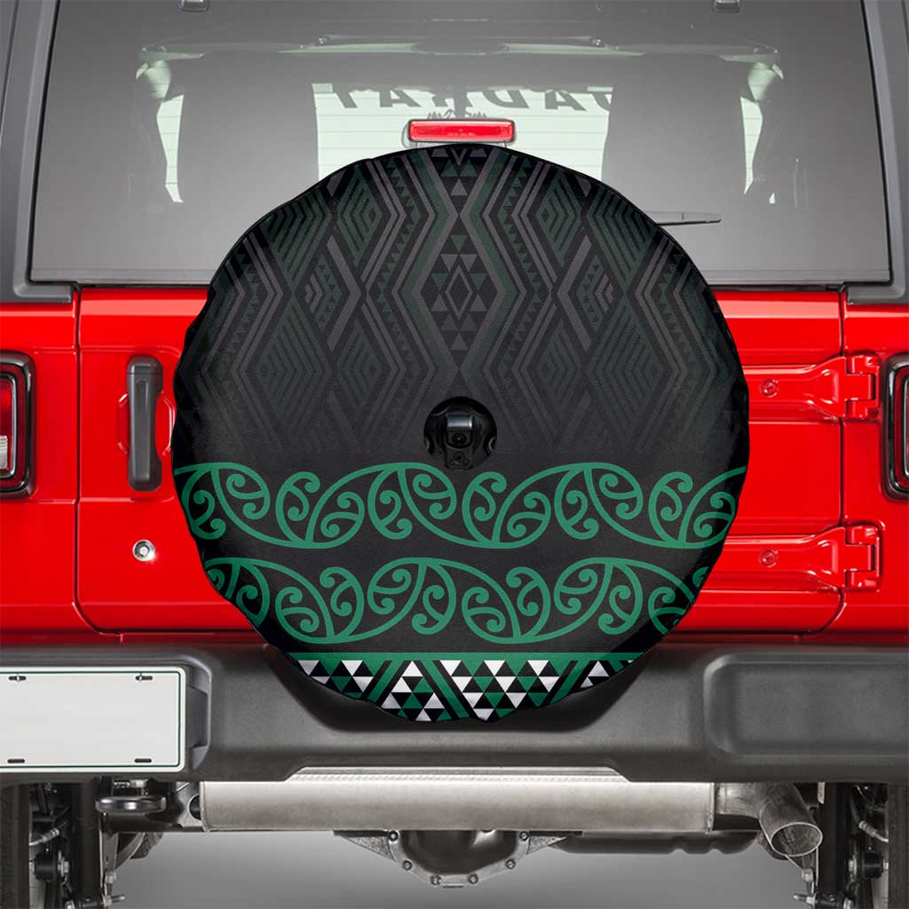 Maori Taniko Patterns Spare Tire Cover Pounamu Niho Taniwha Mix Paatiki Motifs