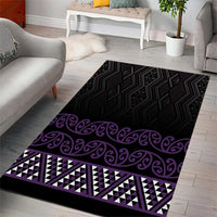 Maori Taniko Patterns Area Rug Purple Niho Taniwha Mix Paatiki Motifs