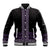 Maori Taniko Patterns Baseball Jacket Purple Niho Taniwha Mix Paatiki Motifs