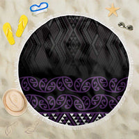 Maori Taniko Patterns Beach Blanket Purple Niho Taniwha Mix Paatiki Motifs