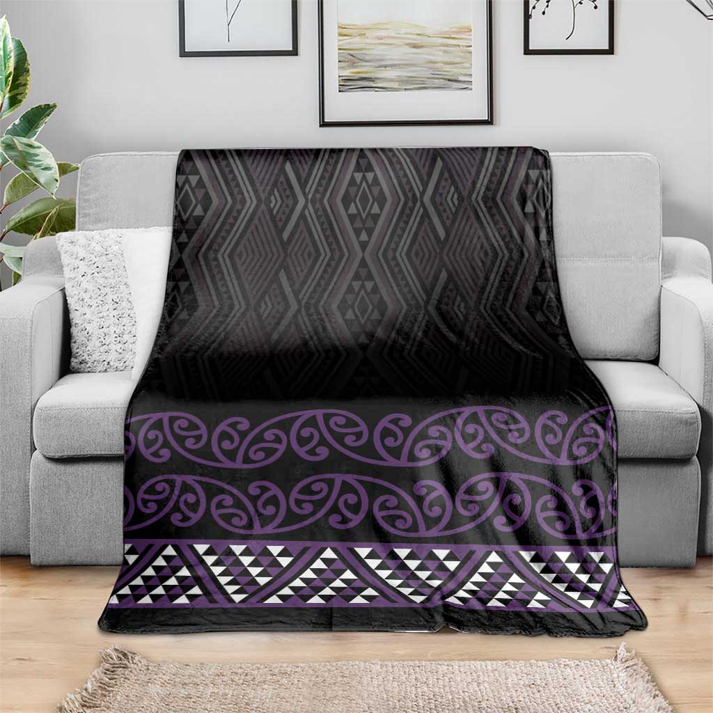 Maori Taniko Patterns Blanket Purple Niho Taniwha Mix Paatiki Motifs