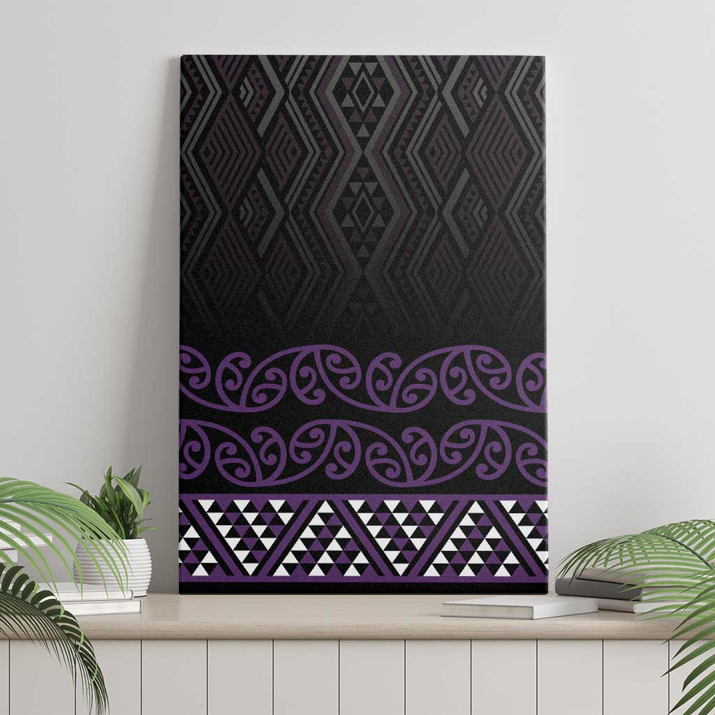 Maori Taniko Patterns Canvas Wall Art Purple Niho Taniwha Mix Paatiki Motifs
