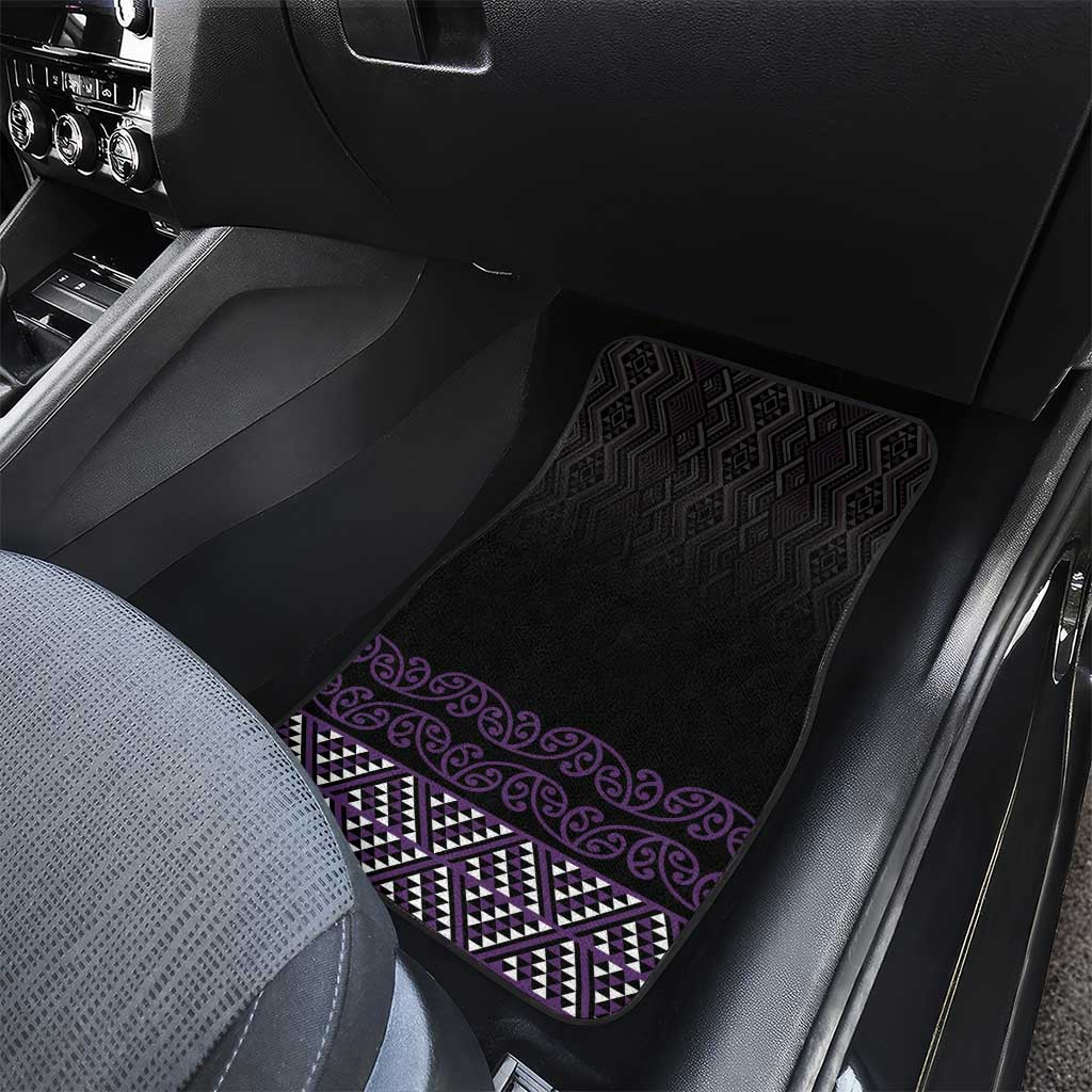 Maori Taniko Patterns Car Mats Purple Niho Taniwha Mix Paatiki Motifs