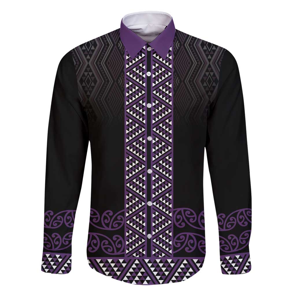 Maori Taniko Patterns Family Matching Mermaid Dress and Hawaiian Shirt Purple Niho Taniwha Mix Paatiki Motifs