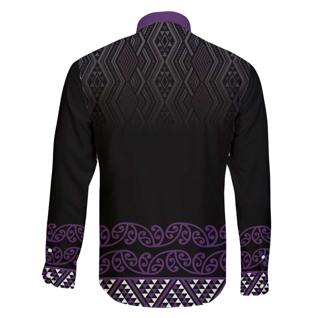 Maori Taniko Patterns Family Matching Mermaid Dress and Hawaiian Shirt Purple Niho Taniwha Mix Paatiki Motifs