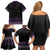 Maori Taniko Patterns Family Matching Off Shoulder Short Dress and Hawaiian Shirt Purple Niho Taniwha Mix Paatiki Motifs